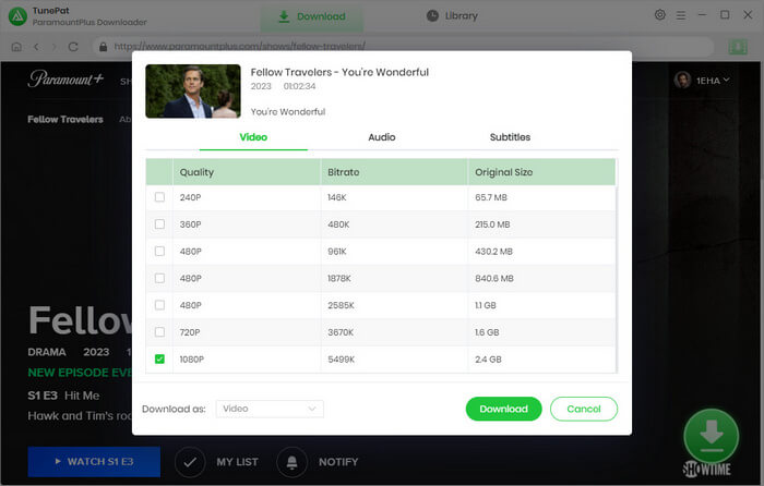 choose 1080p paramount plus to download