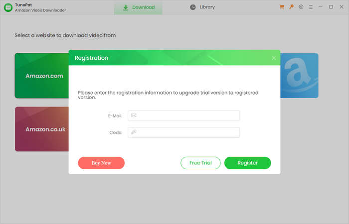 register for TunePat Amazon Video Downloader Windows