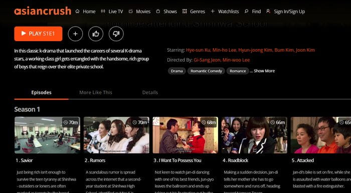 korean drama websites: AsianCrush