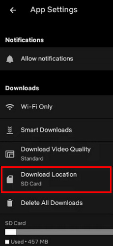 change netflix download location on chromebook