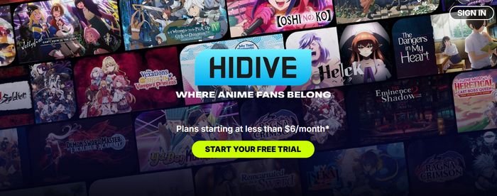 anime dub website: hidive