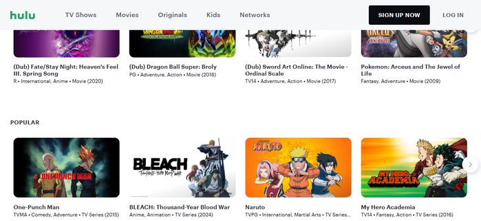 anime dub website: hulu