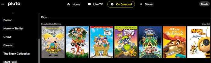 watch cartoons online free websites : pluto tv