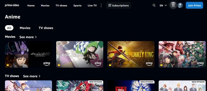 anime dub website: Prime Video