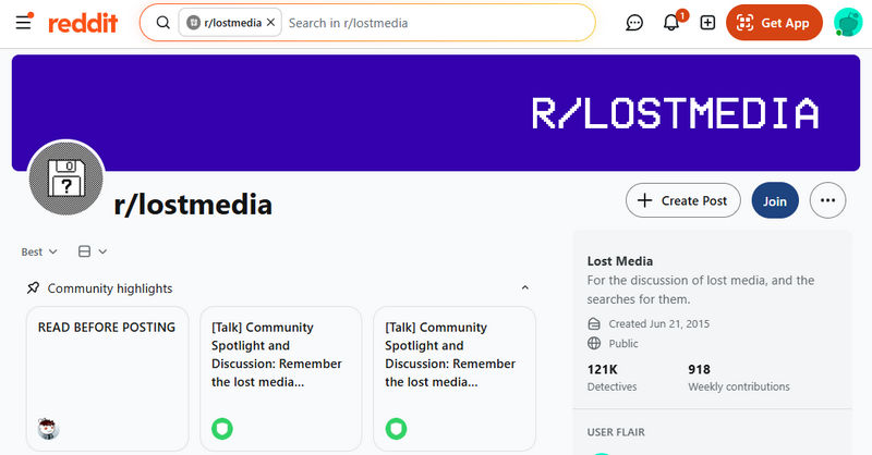 reddit lostmedia