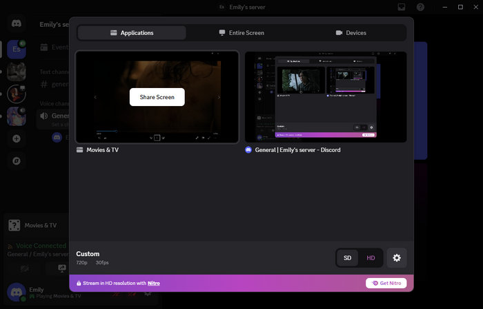 screen share netflix on discord through local media player