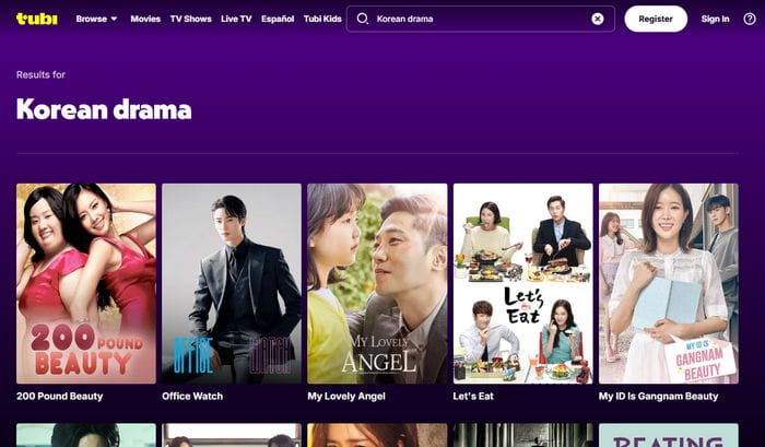 korean drama websites: Tubi