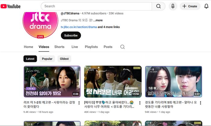 korean drama websites: YouTube