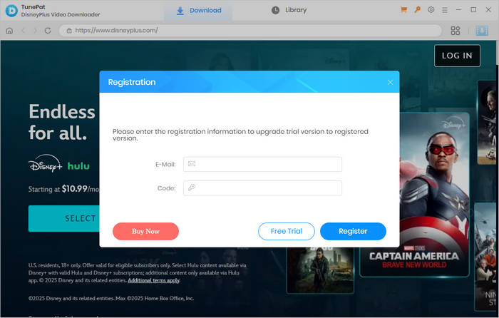 register for TunePat DisneyPlus Video Downloader