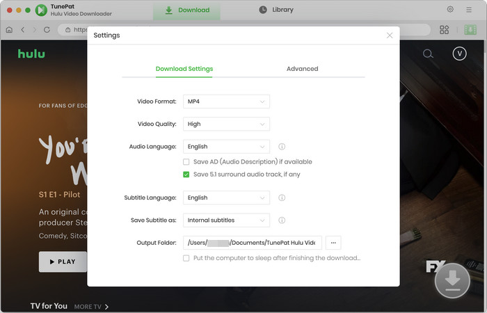 choose output settings