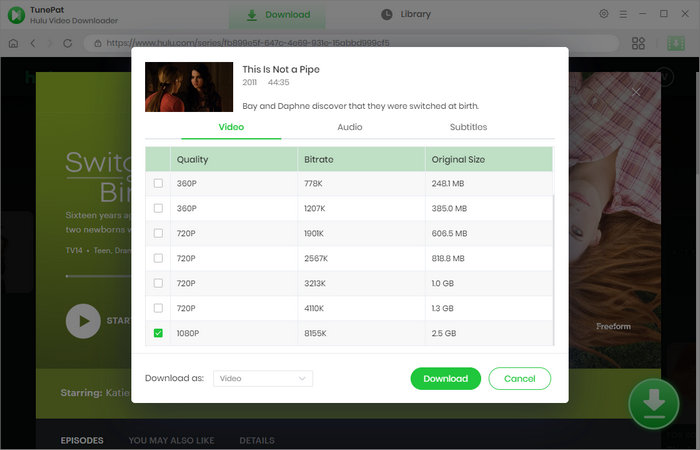 advanced download settings for Hulu videos