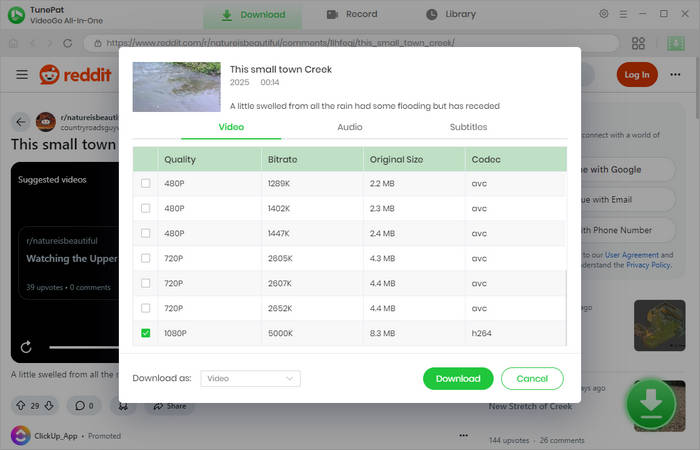 choose advanced settings for reddit video