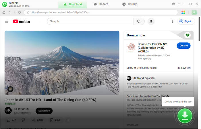 search for desired youtube videos to download
