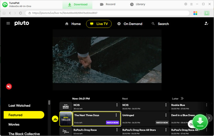 choose to download pluto tv video