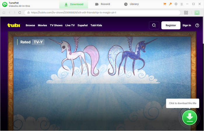 select video to download from tubi